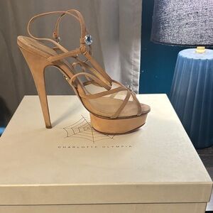 Charlotte Olympia Beige Strappy Platform Heels